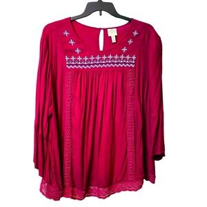 St John’s Bay Women’s 3X long sleeve tunic with embroidered embellishments